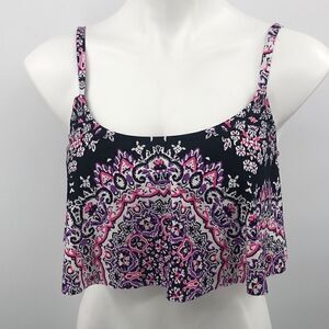Kenneth Cole black pink mandala print bikini top swimwear
